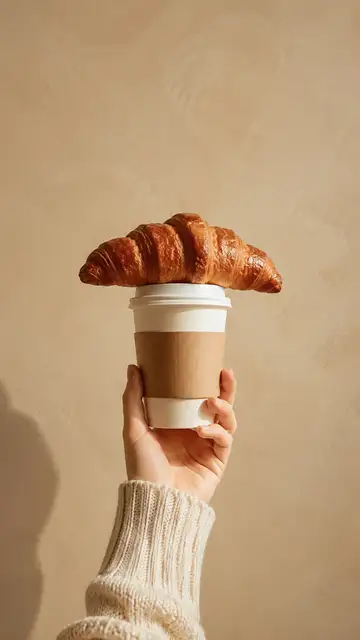 утро с круассаном и кофе